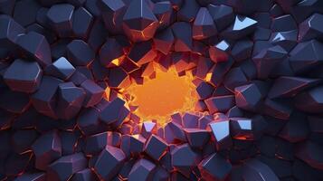 Abstract geometric background. Explosion power design with the crushing surface. 3d illustration. AI Generative photo