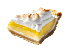 Piece of lemon Cream pie cheese cake with whipped cream. AI Generated png