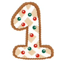 Number in shape of christmas gingerbread png