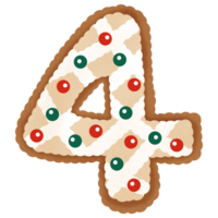 Number in shape of christmas gingerbread png