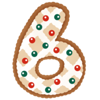 Number in shape of christmas gingerbread png