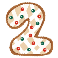 Number in shape of christmas gingerbread png