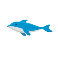 Funny dolphin undersea. Cute cartoon style. PNG. Underwater seascape. Mammal swimming under the surface of the water in the sea, fantasy illustration. png