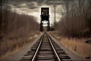 mía ferrocarril en subterráneo. neural red ai generado foto