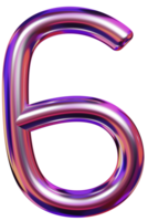 3D Iridescent Number six design png