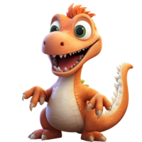 AI Generated A cartoon smiling dinosaur  on transparent background png