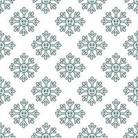 Retro 70s 60s 80s Hippie Groovy Christmas Winter Pattern with Smile Snowflakes. Vector flat illustration.