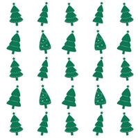 Vector pattern of green fir trees on a white background
