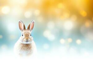 Close-up of cute rabbit with beautiful bokeh background, Generative AI photo