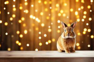 Close-up of cute rabbit with beautiful bokeh background, Generative AI photo