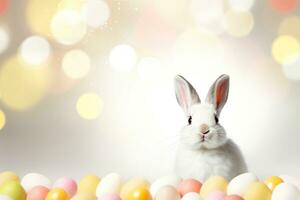 Close-up of cute rabbit with beautiful bokeh background, Generative AI photo