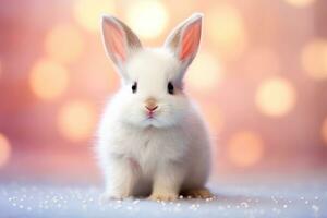 Close-up of cute rabbit with beautiful bokeh background, Generative AI photo