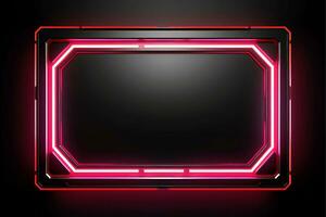 Abstract high tech black border, futuristic technology background, Generative AI photo