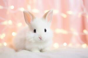 Close-up of cute rabbit with beautiful bokeh background, Generative AI photo