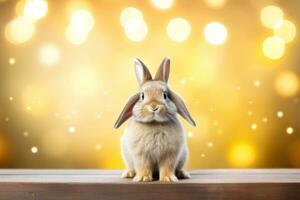 Close-up of cute rabbit with beautiful bokeh background, Generative AI photo