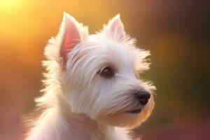 Close-up of cute dog with beautiful bokeh background, Generative AI photo