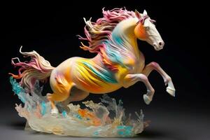 Abstract horse with complex motion and hazy color, Generative AI photo