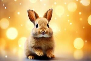 Close-up of cute rabbit with beautiful bokeh background, Generative AI photo