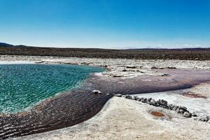 Landscape of the Hidden Baltinache Lagoons - Atacama Desert - Chile. photo