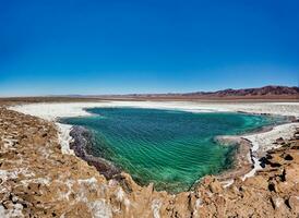 Landscape of the Hidden Baltinache Lagoons - Atacama Desert - Chile. photo