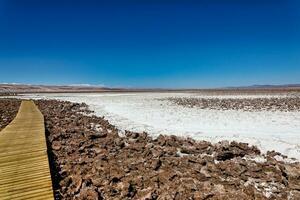 Landscape of the Hidden Baltinache Lagoons - Atacama Desert - Chile. photo