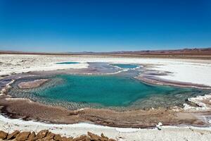 Landscape of the Hidden Baltinache Lagoons - Atacama Desert - Chile. photo