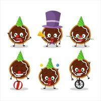 dibujos animados personaje de galletas con mermelada con varios circo muestra vector