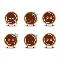 Cartoon character of cookies with jam with sleepy expression vector