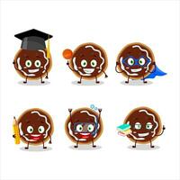 School student of cookies with jam cartoon character with various expressions vector