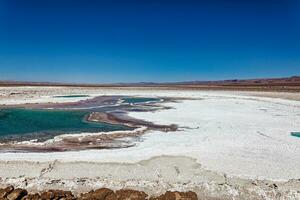 Landscape of the Hidden Baltinache Lagoons - Atacama Desert - Chile. photo