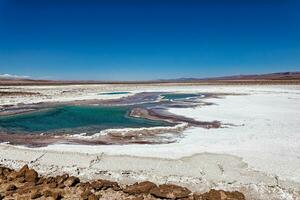 Landscape of the Hidden Baltinache Lagoons - Atacama Desert - Chile. photo