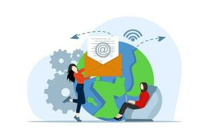 Internet communication concept in the modern world. remote technology working and people working from home and smart business working online connected anywhere. flat vector illustration on background.