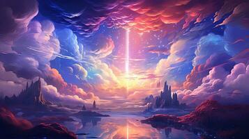 threshold of dreams, digital art illustration, Generative AI photo