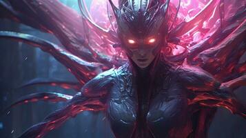 super villain is a supernatural entity, digital art illustration, Generative AI photo
