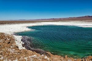 Landscape of the Hidden Baltinache Lagoons - Atacama Desert - Chile. photo