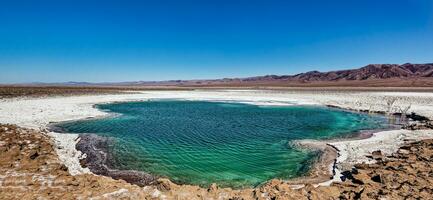 Landscape of the Hidden Baltinache Lagoons - Atacama Desert - Chile. photo