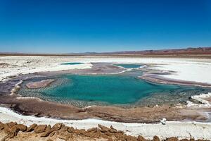 Landscape of the Hidden Baltinache Lagoons - Atacama Desert - Chile. photo