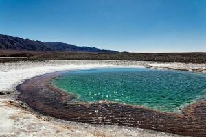 Landscape of the Hidden Baltinache Lagoons - Atacama Desert - Chile. photo