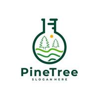 Pine Tree with Lab logo design vector. Creative Pine Tree logo concepts template vector