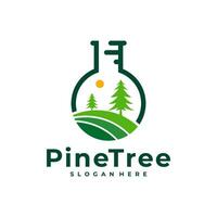 Pine Tree with Lab logo design vector. Creative Pine Tree logo concepts template vector