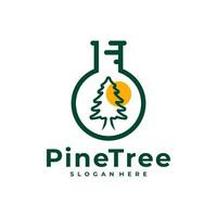 Pine Tree with Lab logo design vector. Creative Pine Tree logo concepts template vector
