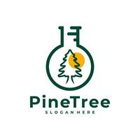 Pine Tree with Lab logo design vector. Creative Pine Tree logo concepts template vector