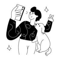 Trendy Pet Selfie vector