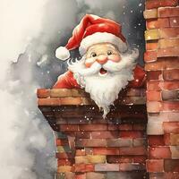 Funny Christmas watercolor illustration of the Santa Claus photo