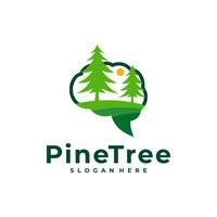 Pine Tree with Brain logo design vector. Creative Pine Tree logo concepts template vector