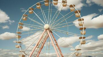 un ferris rueda y un cielo con algunos nubes generativo ai foto