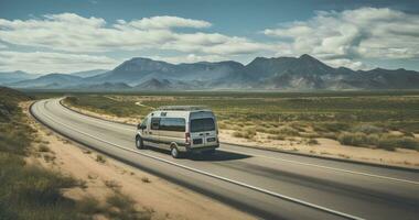 Embracing Adventure on the Open Road. The Adventurous Spirit of Van Life. Generative AI photo