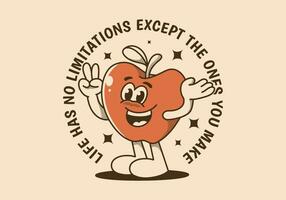 vida tiene No limitaciones, excepto el unos usted hacer. mascota personaje ilustración de contento manzana Fruta vector