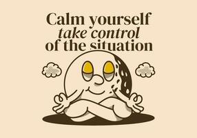 Calm yourself, take control of the situation. Mascot character of golf ball in meditation pose vector