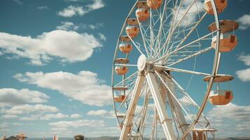 el icónico ferris rueda - un ferris rueda y un cielo con algunos nubes generativo ai foto